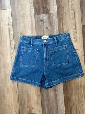 Madewell Blue High-Rise Sailor Short Denim Shorts
